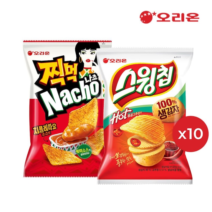 오리온 [9/9순차출고] 찍먹 나쵸 치폴레마요84g 10개 + 스윙칩 볶음고추장60g 10개