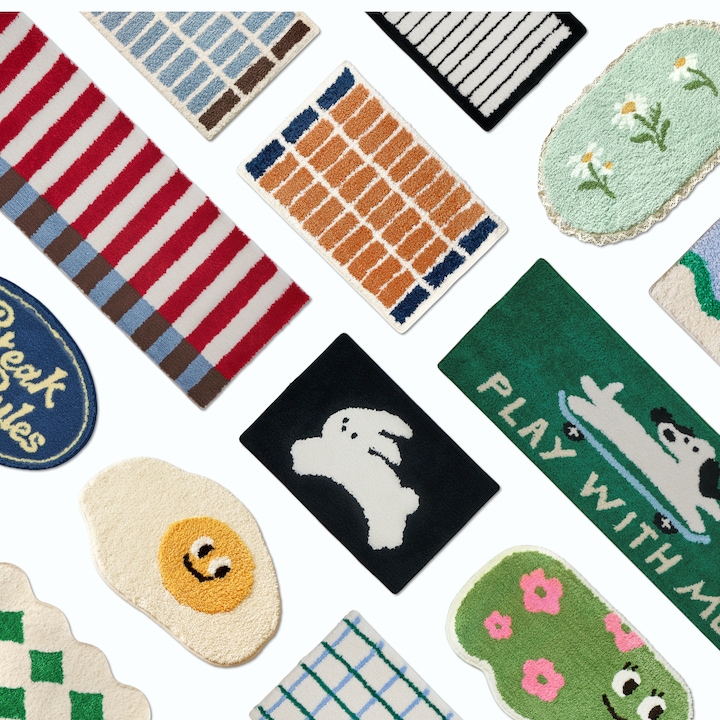 [오늘의집] 쁘리엘르 15mm 롱파일 부드러운 자카드 미끄럼방지 발매트 주방매트 욕실 현관 미니 러그 20종