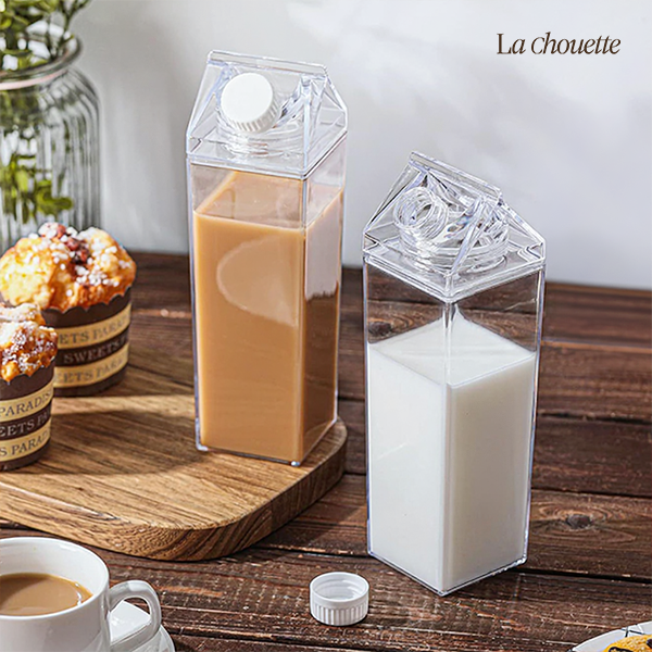 [1+1] 우유팩 모양 밀크 보틀 텀블러 홈카페 투명용기 1세트 500ml / 1L