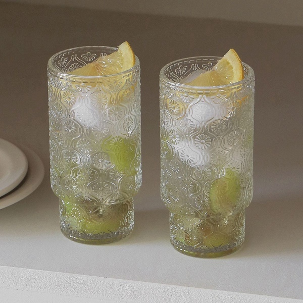 데이지 스택 글라스 홈카페 유리컵 하이볼잔 350ml (대) 2P세트