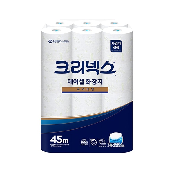 물에 잘 녹는 에어셀 두루마리 화장지 프리미엄 롤 휴지 45m 24롤