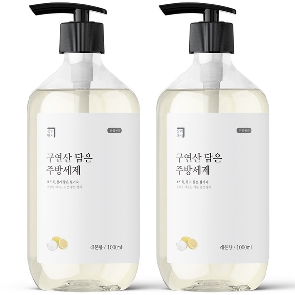 살림백서 구연산 주방세제 1L x 2개 (레몬향/알로에향) 맨손 설거지 과일 채소 세척
