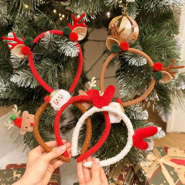X-MAS 크리스마스 파티 장식 소품 뽀글이 머리띠 5종세트