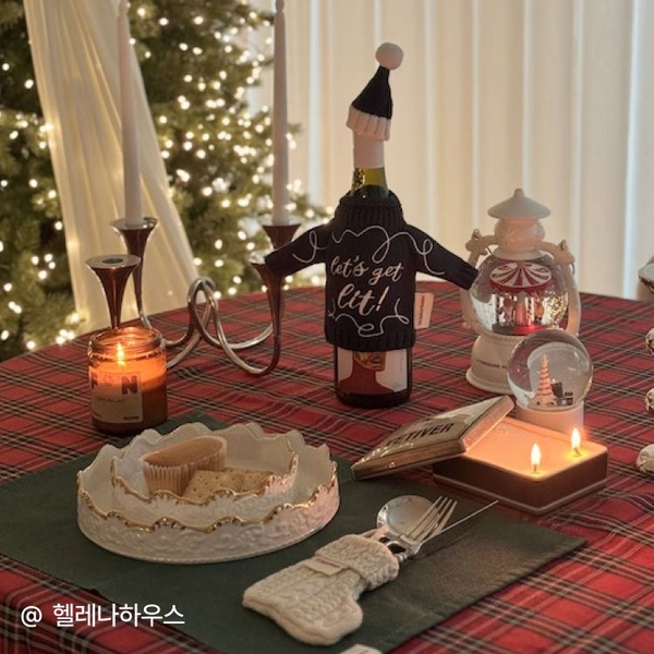 [오늘의집 단독] [최대할인!무배] 홈파티 체크 테이블보/테이블매트/와인커버/커트러리홀더