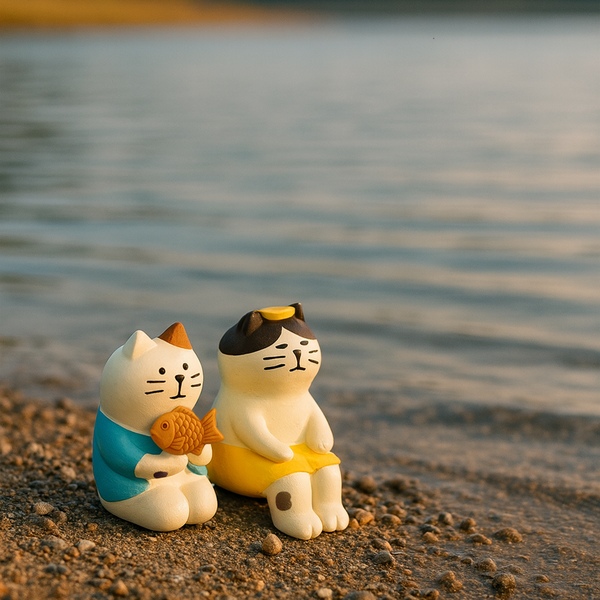 고양이 피규어 수조 어항 장식품 미니어처 2종세트
