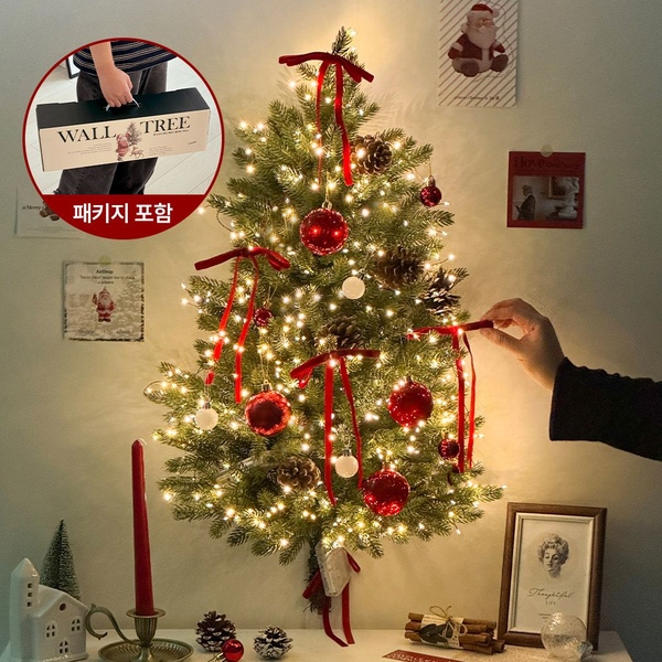 루시아이 행잉 크리스마스 벽트리 풀세트 크리스마스 전구 오너먼트 벽걸이 하프 미니트리 3size