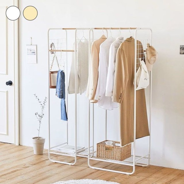 블랙출시! 양면 메쉬 수납 행거 조립식 스탠드 옷걸이 이동식 행거 2size 3colors