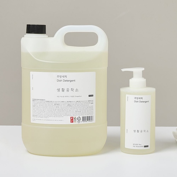 친환경 인증! 대용량 주방세제 4L (+500ml 증정) (자몽/쌀뜨물/바질 향)