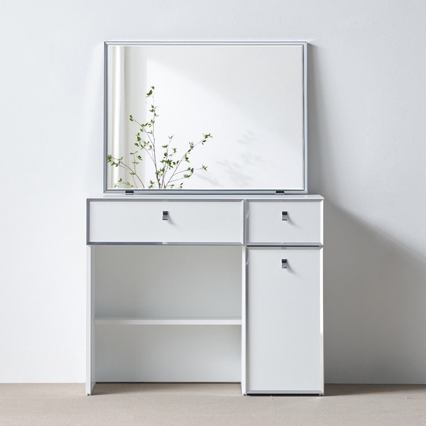 국내제작 오블릭 수납화장대 서랍 미니 화장대 900size (거울 옵션 추가)