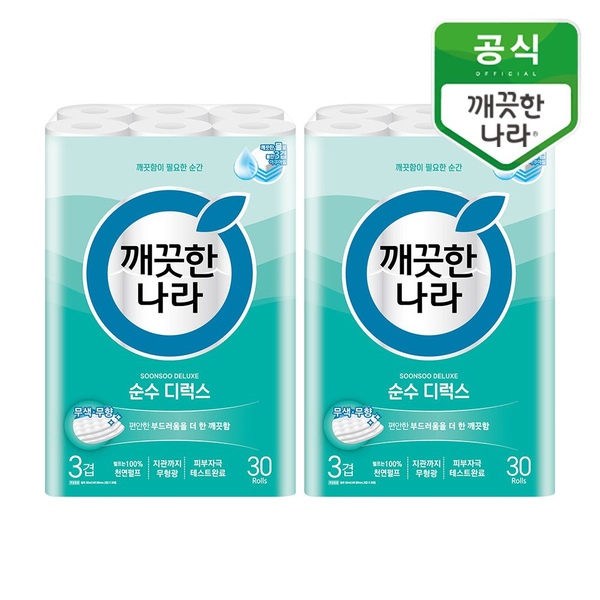 깨끗한나라 롤티슈 순수 디럭스 30m 60롤
