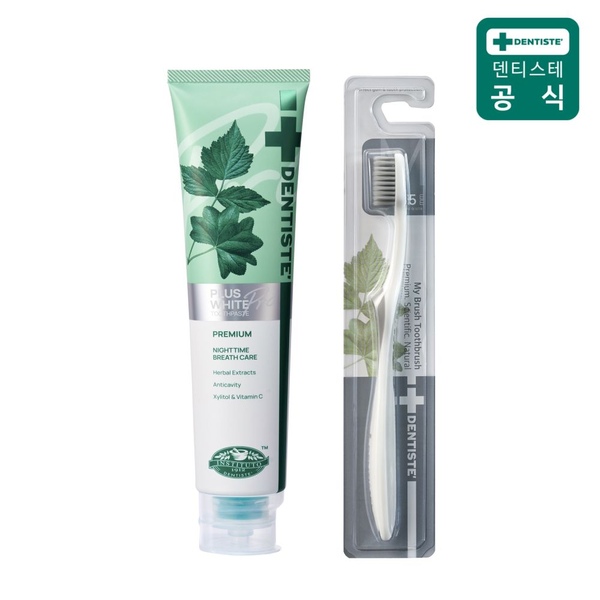플러스화이트 프로 치약 200g 1개 + 마이브러쉬 칫솔 M사이즈(색상랜덤)