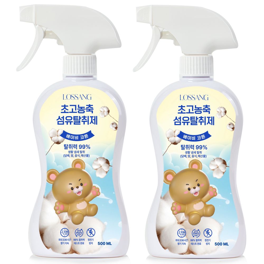 오늘의집 로반 로쌩 섬유탈취제 대용량 베이비 코튼 본품, 500ml, 2개