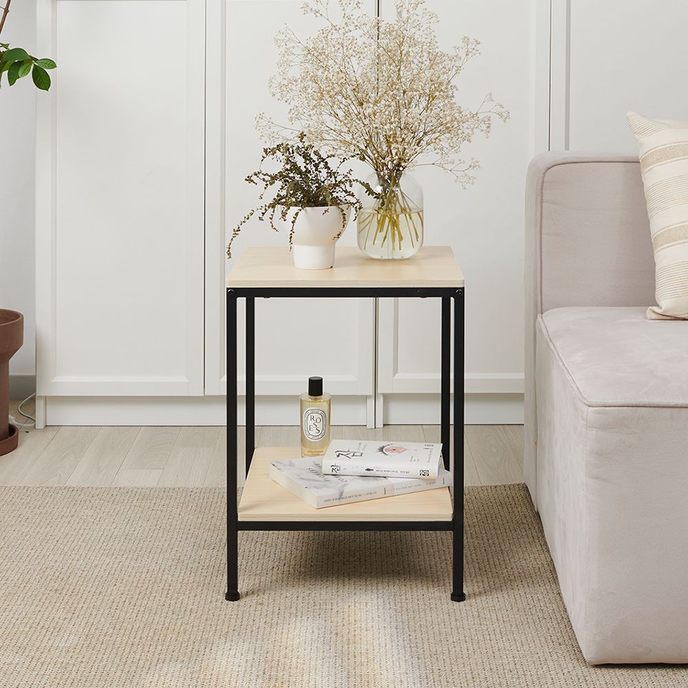 STABIL 2단 우드철제 침대 협탁 사이드테이블 가격 비교 베르니 STABIL 2단 우드철제 침대 협탁 사이드테이블