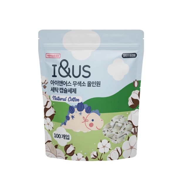 무색소 올인원 세탁 캡슐세제 100개입 1개 초고농축 향균 세탁세제 드럼 일반 겸용 코튼향