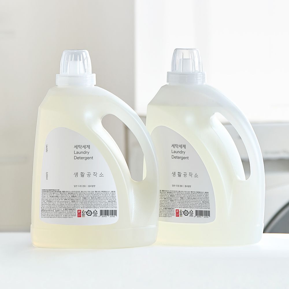 생활공작소 베이킹소다 함유 저자극 중성 세탁세제 플로럴향 3L x 2입 (일반/드럼 겸용)