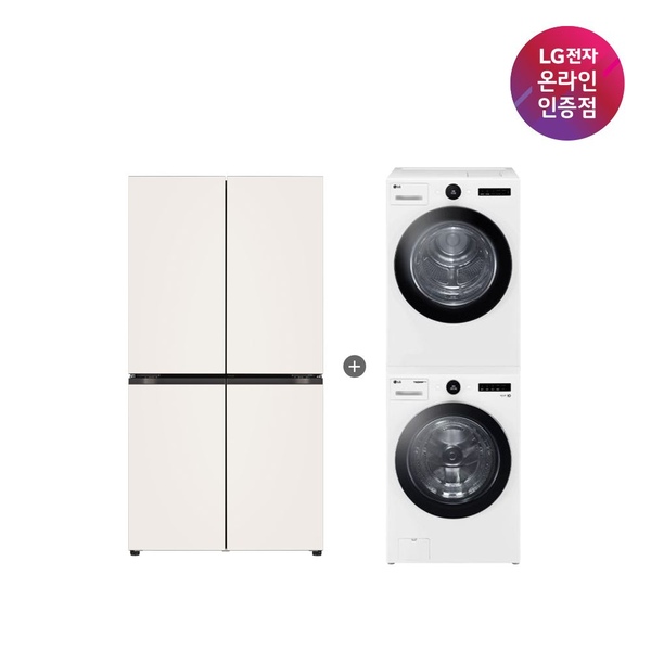 LG 오브제컬렉션 냉장고 + 트롬 세탁기건조기 (T876MEE111+FX23WNR-2WQ)