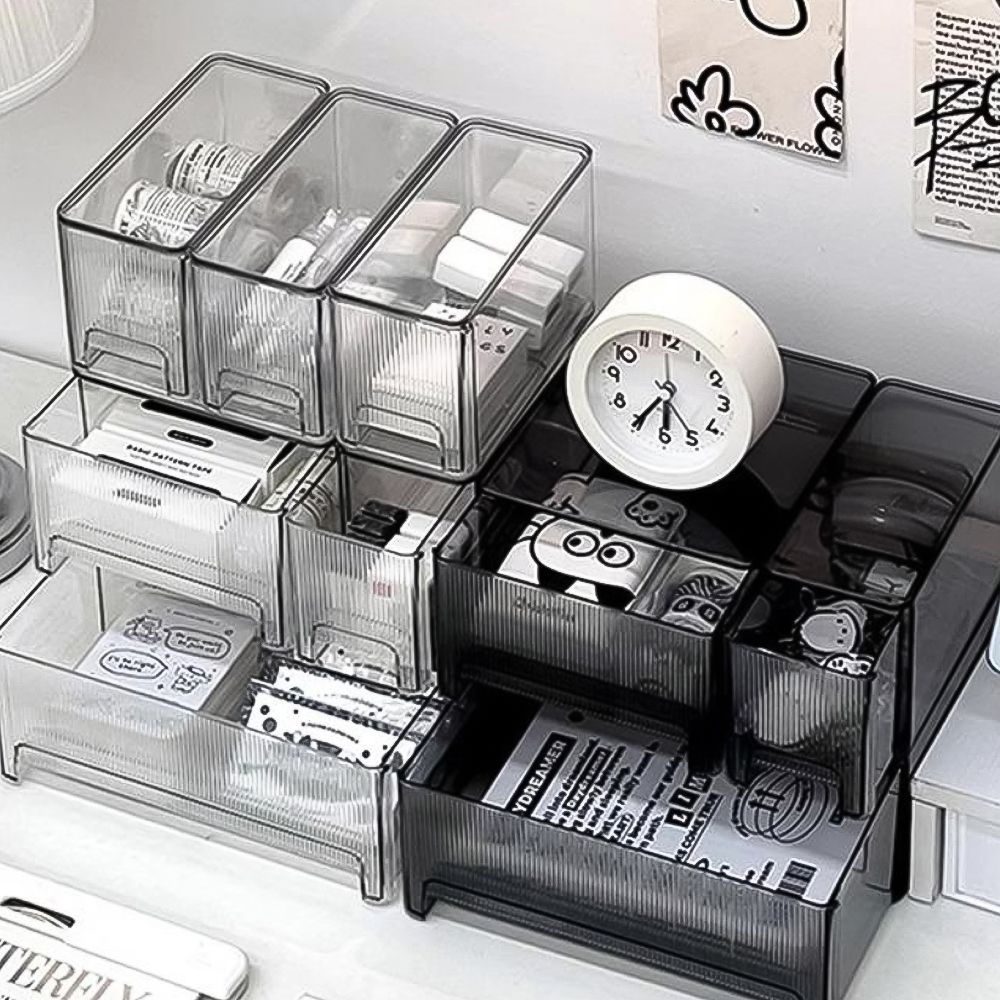 서랍이 빠지지 않는 모듈식 적층 클리어 정리함 (2colors, 3types) 가격 비교 일상색감 서랍이 빠지지 않는 모듈식 적층 클리어 정리함 (2colors, 3types)