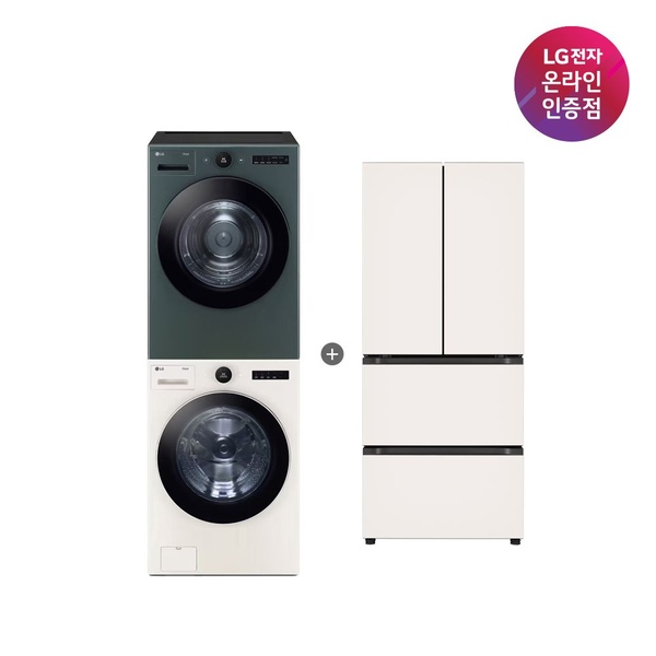LG 트롬 세탁기건조기+ 디오스 김치톡톡 (FX24ENR-GNG + Z408MEEF23)