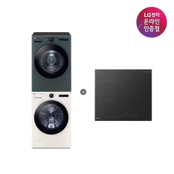 LG 트롬 세탁기건조기 세트+디오스 인덕션(FX24ENR-GNG + BEI3ASB2OE)
