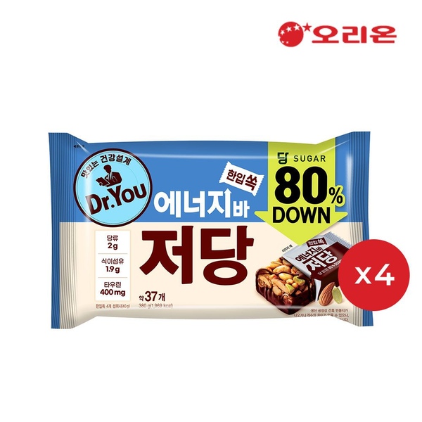 에너지바 저당 한입쏙 38p (380g) x 4개