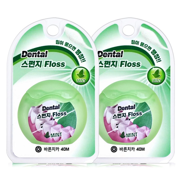 바른치카 스펀지 치실 민트 40m x 2개