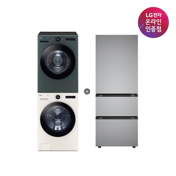 LG 트롬 세탁기건조기+ 디오스 김치톡톡 (FX24ENR-GNG + Z330MPSF11)