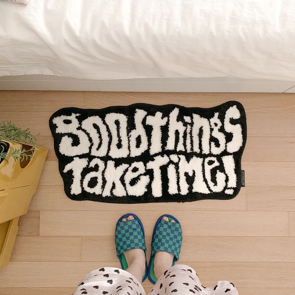 어프어프 GOOD THINGS TAKE TIME-BLACK 터프팅 미니 러그 발매트 인테리어