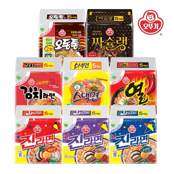 봉지라면 멀티팩(김치라면/스낵면/열라면/진라면/오동통면/짜슐랭) 8종 2+2 4개 골라담기