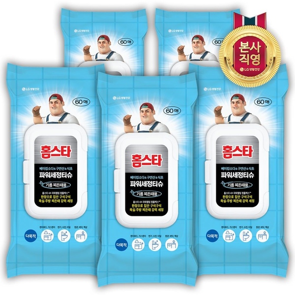 홈스타 파워세정티슈 기름찌든때 60매 x 5개
