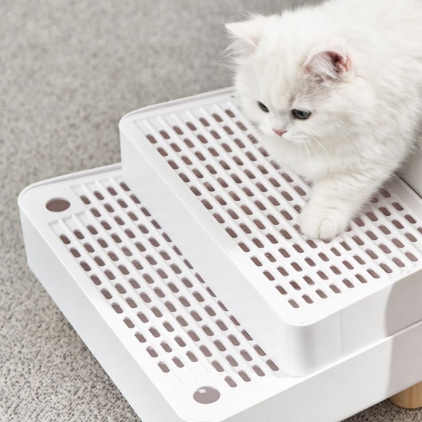 오픈형 고양이 자동 화장실 2단 발받침대