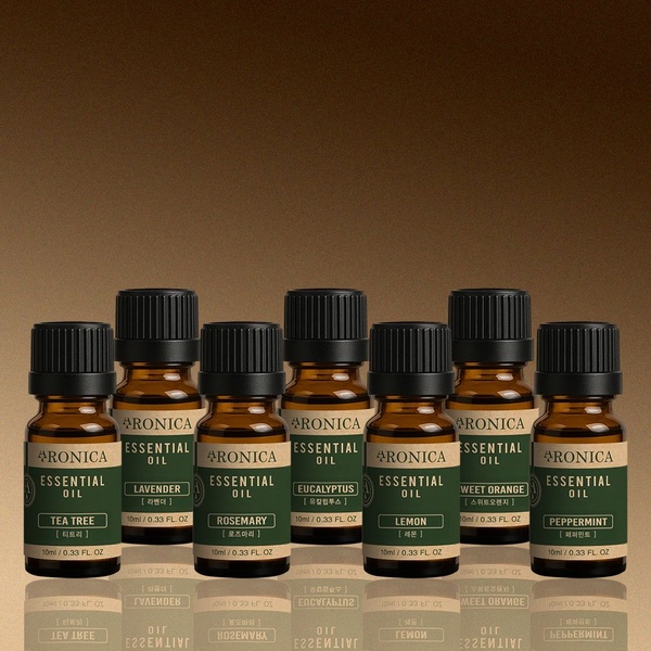 퓨어등급 프리미엄 싱글 아로마오일 10ml 7종 아로마테라피 라벤더 로즈마리 티트리 외