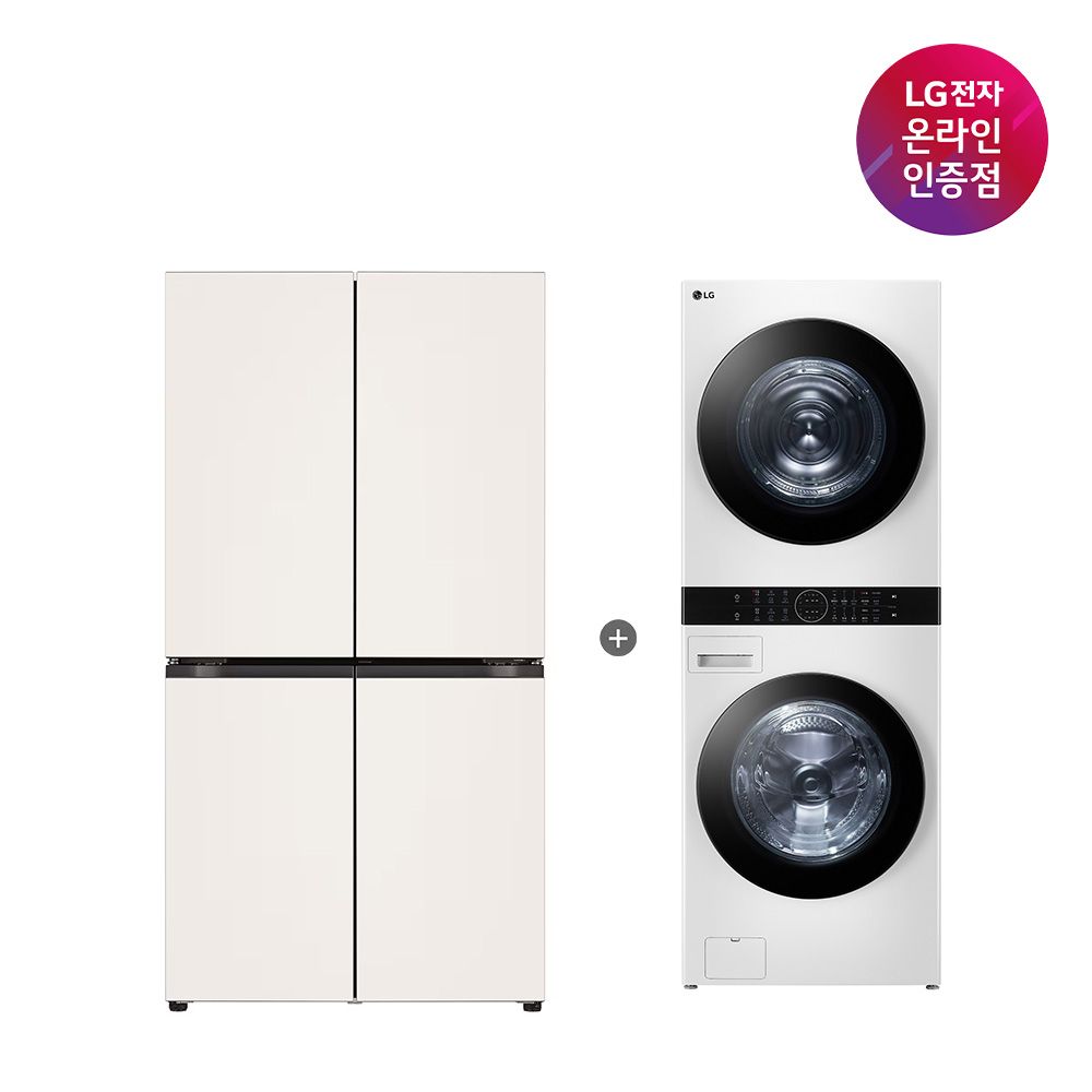 LG전자 LG 오브제 냉장고 + LG 트롬 워시타워 (T876MEE111 + W2421WAMR) - 최저가 4,940,640원