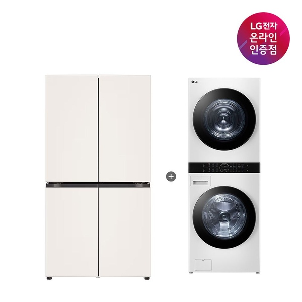LG 오브제 냉장고 + LG 트롬 워시타워 (T876MEE111 + W2421WAMR)