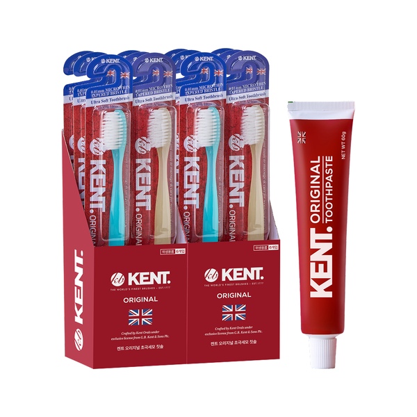 켄트 오리지널 초극세모칫솔 6개입+6개입+오리지널치약 60g
