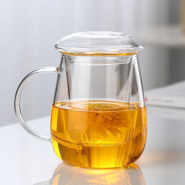 내열유리 거름망 찻잔 뚜껑 머그컵 차망 500ml