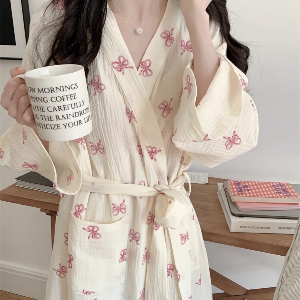엘리무아 피치리본 샤워가운 홈웨어 파자마 / 리뷰이벤트
