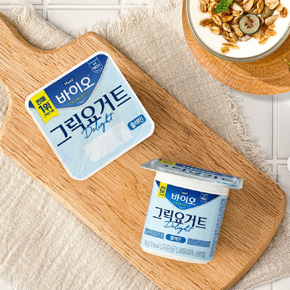 매일유업 바이오 PROBIOTIC 그릭요거트 Delight 플레인 80g*16입