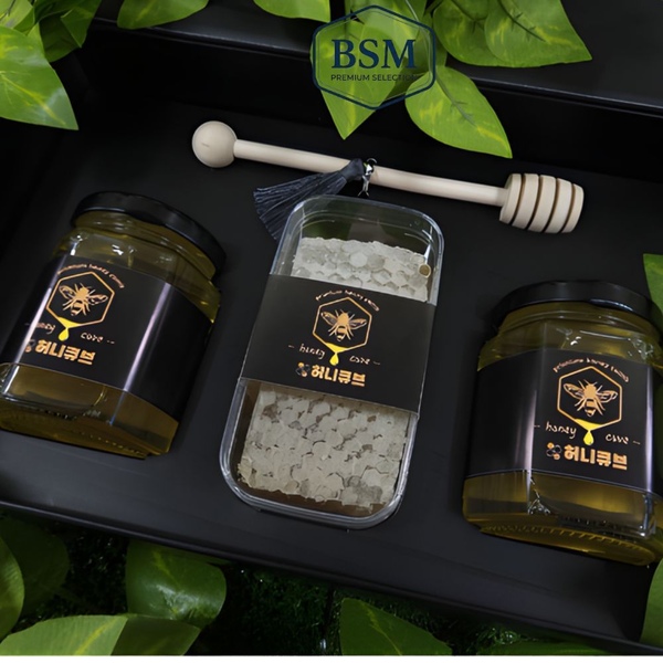 빈스몰 BSM 국산 천연 벌집꿀 선물세트 (아카시아+야생화+벌집꿀 3종)