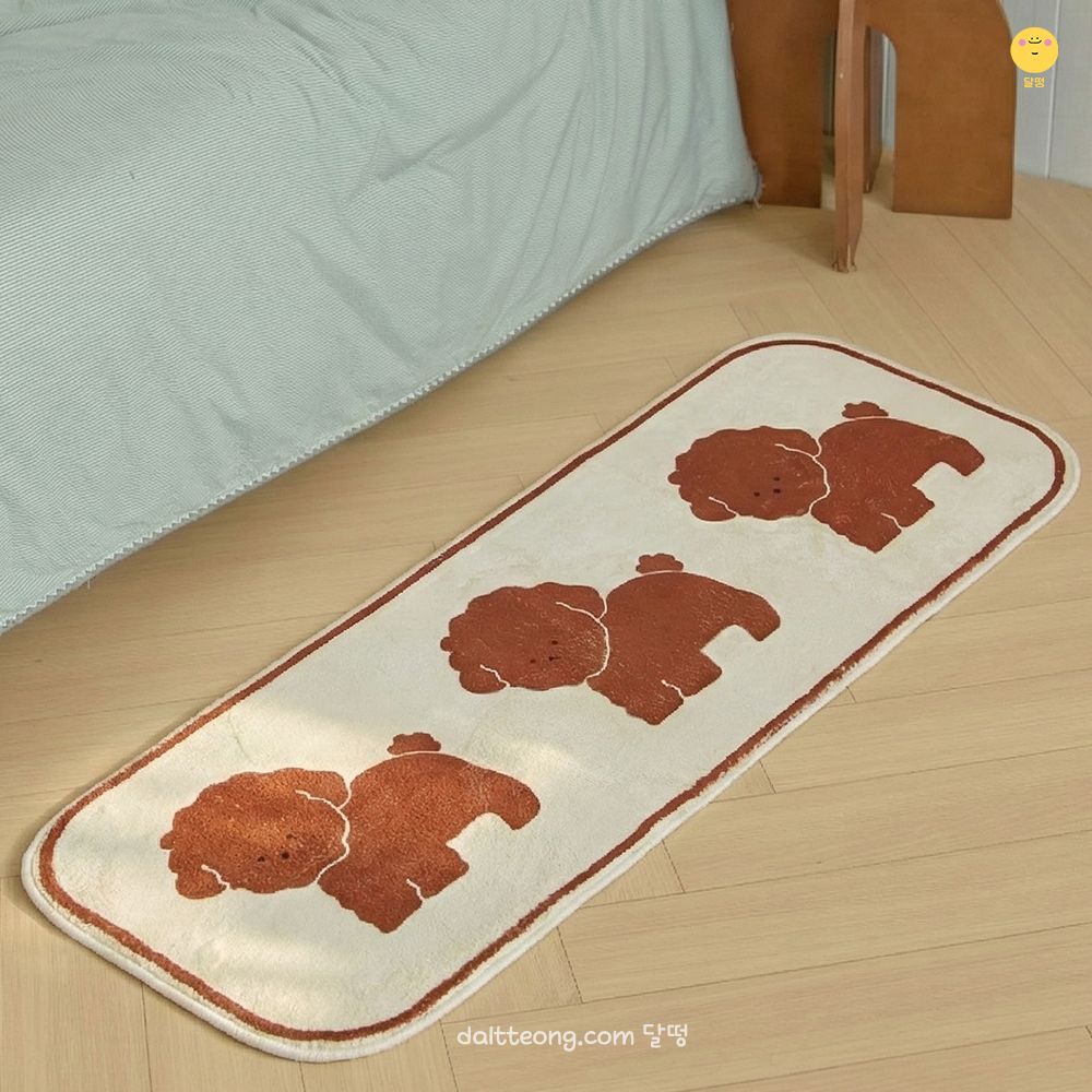 달떵 귀여운 브라우니 퍼피 강아지 침대 침실 긴 러그 5size 침실 아이방 주방 매트