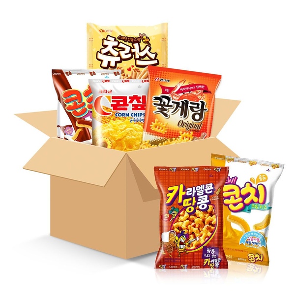 크라운 베스트세트 6입 / 꽃게랑 츄러스 카라멜콘땅콩 콘칩 콘초 콘치