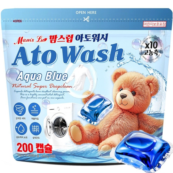 아토워시 아쿠아블루 캡슐세제 파우치형 8gx200개입 외