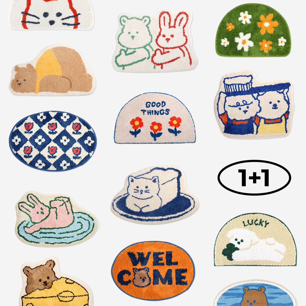 오늘의집 데일리라이크 32종 택2 세탁가능 미끄럼방지 폭신한 마이버디 발매트 포인트 러그