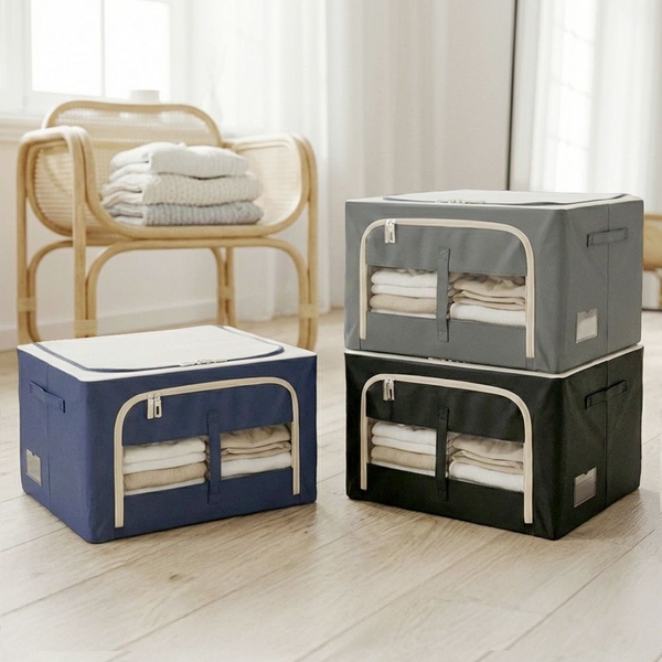 1+1 패브릭 스틸 와이어 대용량 리빙박스 66L 외 3sizes