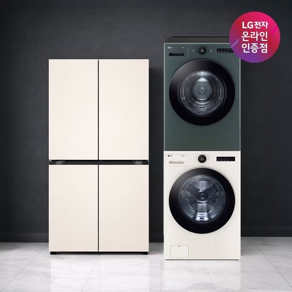 LG 오브제컬렉션 냉장고 + 트롬 세탁기건조기 (T876MEE111+FX24ENR-GNG)