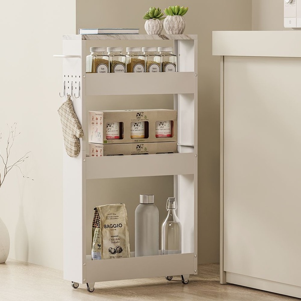 13cm 틈새 타공판수납 철제 튼튼한 이동식선반 트롤리 (3단/4단)