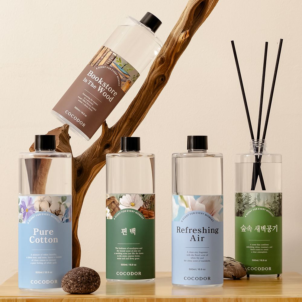 오늘의집 코코도르 1+1 대용량 실속형 디퓨저 리필액 500ml 2개 + 리드스틱 증정