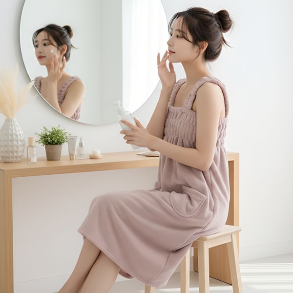 여성 어깨끈 샤워가운 목욕가운
