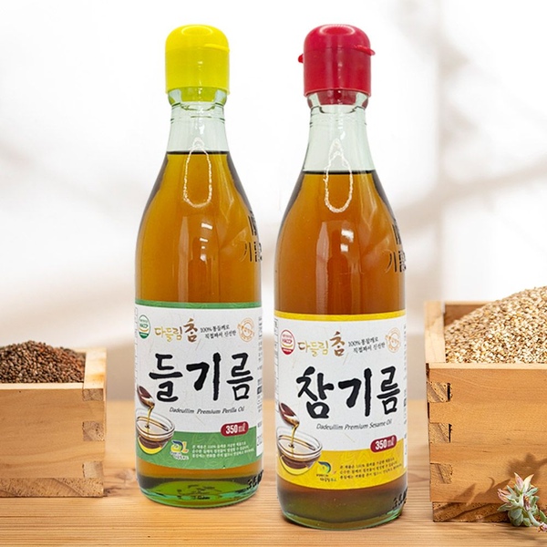 1+1 저온압착 참기름/들기름 350ml 통참깨 통들깨