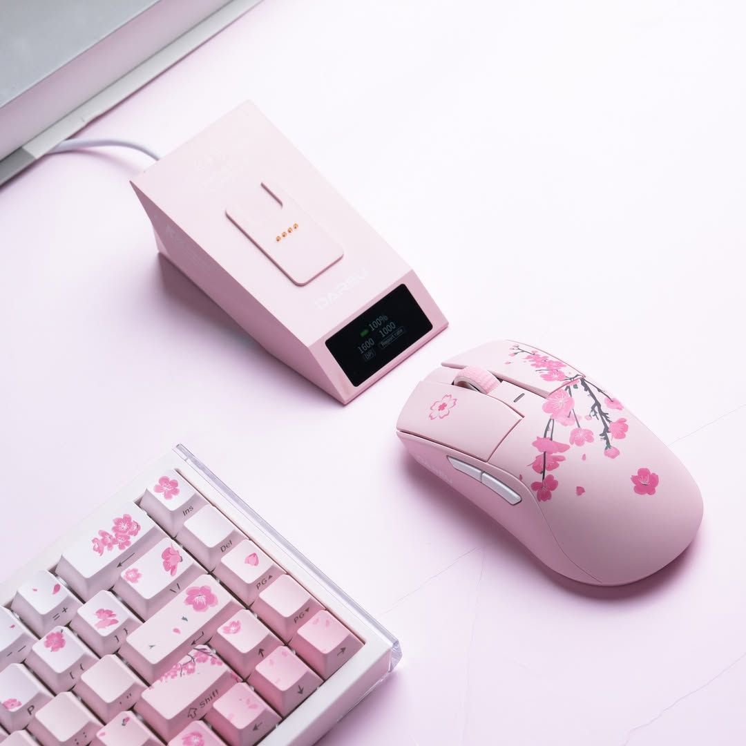오늘의집 다얼유 A950GD CONSUMER 초경량 충전독 유 무선 게이밍 마우스 체리블라썸