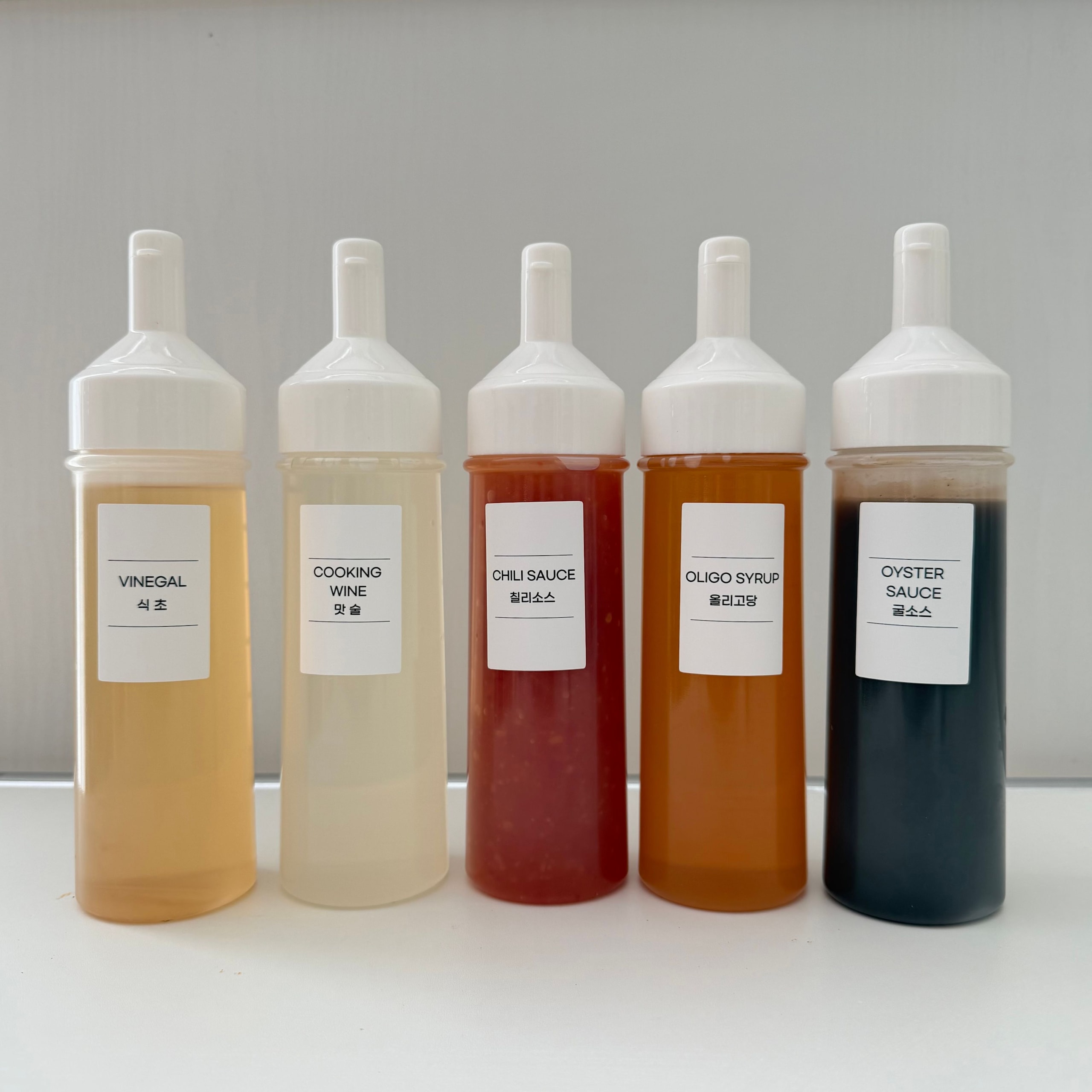 플레이트라벨 뚜껑 일체형 소스통 BPA FREE 양념통 400ml 5개입